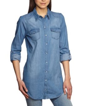 ONLY-Womens-Long-regular-Blouse-Blue-Blau-DENIM-16-Brand-size-XL-0