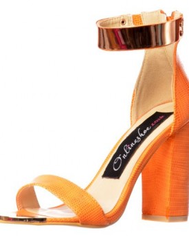 Onlineshoe-Womens-Ladies-Peep-Toe-Mid-Heels-High-Back-Gold-Ankle-Cuff-Strappy-Sandals-Black-White-Orange-Silver-UK5-EU38-US7-AU6-Orange-Lizard-0