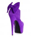 Onlymaker-Womens-High-Heel-Round-Toe-Bowtie-Boots-Purple-Suede-Size-UK-10-0-0