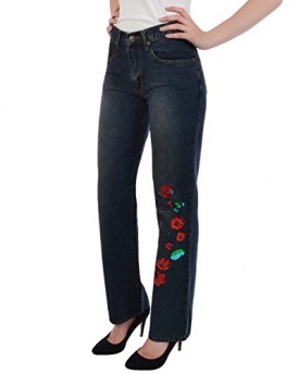 Outline-Womens-Ladies-Sequin-Embellish-Denim-Straight-Cut-Jeans-14-0
