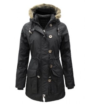 PARADIS-COUTURE-LADIES-BRAVE-SOUL-MILITARY-PARKA-FUR-HOODED-QUILTED-PADDED-JACKET-BLACK-12-0