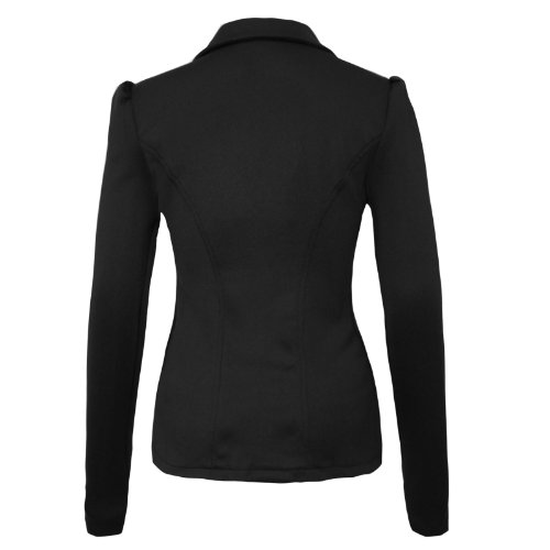 PARADIS COUTURE NEW LADIES 5 BUTTON UP FRONT PONTE SMART OFFICE WOMENS BLAZER JACKET COAT BLACK 12 - Image 3