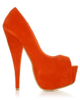 PEEPTOE-Orange-Faux-Suede-Stiletto-Very-High-Heel-Platform-Peep-Toe-Shoes-Size-UK-5-EU-38-0