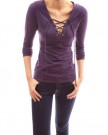 PattyBoutik-Cotton-V-Neck-Long-Sleeve-Pullover-Casual-Blouse-Top-Dark-Purple-XL-0-0