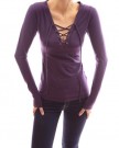 PattyBoutik-Cotton-V-Neck-Long-Sleeve-Pullover-Casual-Blouse-Top-Dark-Purple-XL-0-2
