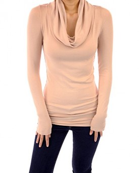 PattyBoutik-Cowl-Neck-Long-Sleeve-Blouse-Tunic-Knit-Top-Nude-14-0
