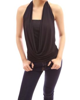 PattyBoutik-Cowl-Neck-Twist-Back-Halter-2-pcs-Party-Cami-Top-Black-14-0