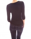 PattyBoutik-Deep-V-Neck-Ruched-34-Sleeve-Double-Layers-Blouse-Top-Black-14-0-2