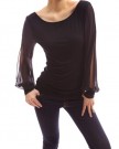 PattyBoutik-Round-Scoop-Neck-Slit-Chiffon-Bishop-Long-Sleeve-Casual-Party-Blouse-Top-Black-12-0-0