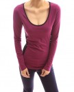 PattyBoutik-Scoop-Neck-Long-Sleeve-Stretch-Blouse-Top-Burgundy-Red-Black-810-0-0