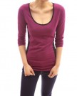 PattyBoutik-Scoop-Neck-Long-Sleeve-Stretch-Blouse-Top-Burgundy-Red-Black-810-0-1