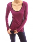 PattyBoutik-Scoop-Neck-Long-Sleeve-Stretch-Blouse-Top-Burgundy-Red-Black-810-0