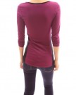 PattyBoutik-Scoop-Neck-Long-Sleeve-Stretch-Blouse-Top-Burgundy-Red-Black-810-0-2
