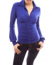 PattyBoutik-Smart-V-Neck-Ruched-Long-Sleeve-Blouse-Top-Blue-810-0-1