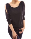 PattyBoutik-Unique-Boat-Neck-O-Ring-Cut-Out-Shoulder-34-Sleeve-Blouse-Top-Black-16-0-0