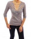 PattyBoutik-V-Neck-Floral-Lace-Crochet-Inset-Long-Sleeve-Knit-Blouse-Gray-810-0-1