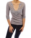 PattyBoutik-V-Neck-Floral-Lace-Crochet-Inset-Long-Sleeve-Knit-Blouse-Gray-810-0-2