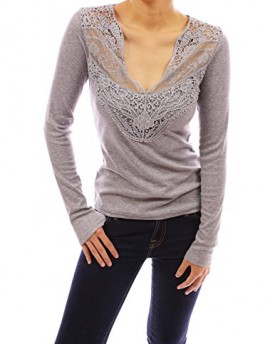 PattyBoutik-V-Neck-Floral-Lace-Crochet-Inset-Long-Sleeve-Knit-Blouse-Gray-810-0
