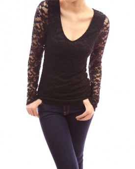 PattyBoutik-V-Neck-Floral-Lace-Overlay-Lined-Long-Sleeve-Party-Evening-Blouse-Top-Black-14-0