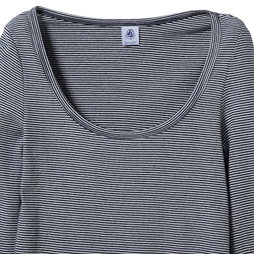 Petit Bateau Women's 1121510240 Striped Crew Neck Long Sleeve Top, Blue (Abysse/Lait), Size 14 (Manufacturer Size:20) - Image 4