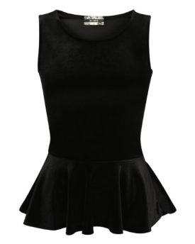 Pilot-Christina-Sleeveless-Velvet-Peplum-Top-in-Black-size-UK-14-0