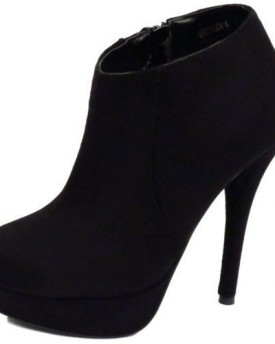 Platform-High-Heel-Black-Chelsea-Ankle-Suede-Effect-Zip-Up-Boot-Shoes-0