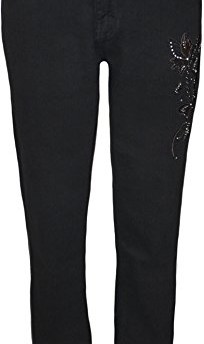 Plus-Size-Womens-Black-Diamante-Embroidered-Ladies-Straight-Leg-Jeans-Black-14-0