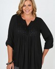 Plus-Size-Womens-Blouse-With-Sequin-And-Bead-Embellished-Pintuck-Detail-Size-24-Black-0-0