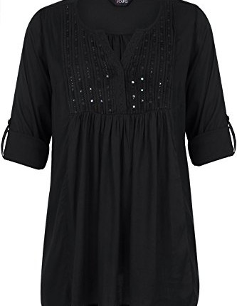 Plus-Size-Womens-Blouse-With-Sequin-And-Bead-Embellished-Pintuck-Detail-Size-24-Black-0