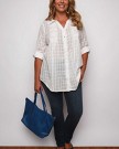 Plus-Size-Womens-Dobby-Check-Cotton-Shirt-With-Pleating-And-Crochet-Trim-Size-26-28-White-0-1