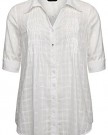 Plus-Size-Womens-Dobby-Check-Cotton-Shirt-With-Pleating-And-Crochet-Trim-Size-26-28-White-0