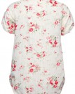 Plus-Size-Womens-Floral-Print-Bib-Shirt-With-Short-Rolled-Sleeves-Size-16-Cream-0-2