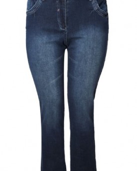 Plus-Size-Womens-Indigo-Straight-Leg-Jeans-With-Pink-Stitch-Detail-Size-18-Blue-0