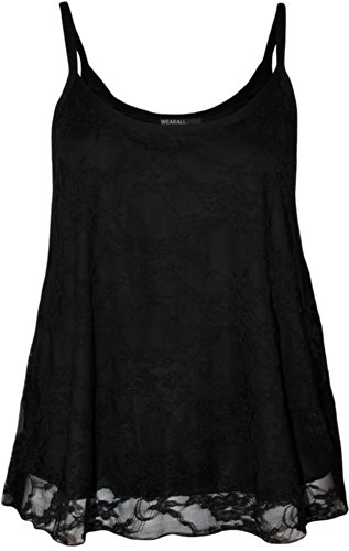 Plus Size Womens Lace Swing Ladies Strappy Sleeveless Camisole Vest Top ...