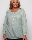 Plus-Size-Womens-Mint-And-Grey-Paisley-Print-Jacquard-Crepe-Blouse-Size-26-28-Green-0-0