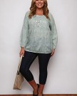 Plus-Size-Womens-Mint-And-Grey-Paisley-Print-Jacquard-Crepe-Blouse-Size-26-28-Green-0-1