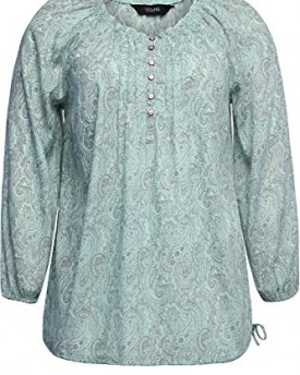Plus-Size-Womens-Mint-And-Grey-Paisley-Print-Jacquard-Crepe-Blouse-Size-26-28-Green-0