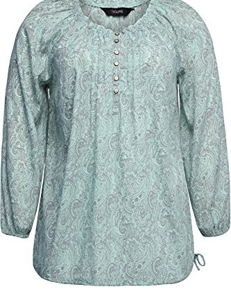 Plus-Size-Womens-Mint-And-Grey-Paisley-Print-Jacquard-Crepe-Blouse-Size-26-28-Green-0