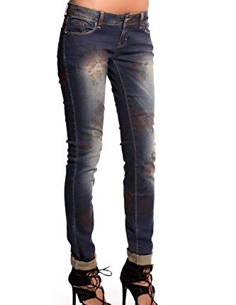 Q2-Womens-Floral-print-jeans-XL-Blue-0