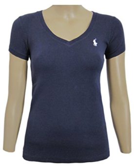 RALPH-LAUREN-WOMENS-SHORT-SLEEVE-V-NECK-PERFECT-TEE-T-SHIRT-BLACK-PINK-NAVY-WHITE-Size-SMLXL-XL-Navy-0