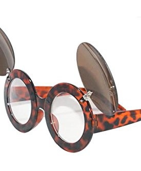 Retro-Lady-Gaga-Paparazi-Sunglasses-Glasses-Flip-Up-Round-Brown-0