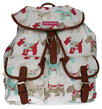 Roby-Floral-Dog-Print-Rucksack-Backpack-School-Bag-MM-Cream-0