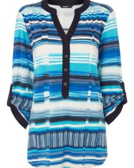 Roman-Womens-Stripy-Placket-Jersey-Utility-Top-Turquoise-Size-16-0