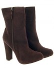 SEXY-WOMENS-HIGH-BLOCK-HEEL-ANKLE-BOOTS-SOFT-FAUX-SUEDE-BROWN-LADIES-SHOES-SIZE-5-0-0