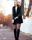 Sheinside-Women-Black-Contrast-Leather-Quilted-Sleeve-Zipper-Coat-M-Black-0-0