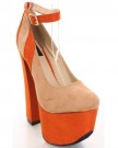 Shoehorne-Anne51-Womens-Orange-Beige-Faux-Suede-Double-Platform-Chunky-Block-Heeled-High-Heel-Court-Shoes-w-ankle-strap-Ladies-UK-Size-5-0-0