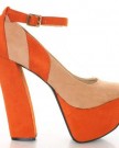 Shoehorne-Anne51-Womens-Orange-Beige-Faux-Suede-Double-Platform-Chunky-Block-Heeled-High-Heel-Court-Shoes-w-ankle-strap-Ladies-UK-Size-5-0-1