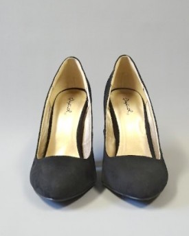 Shoehorne-Womens-Black-Faux-Suede-Chunky-High-Heel-Court-Shoes-Pumps-Ladies-Shoe-Size-45-0