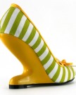 Show-Story-White-Yellow-Stripe-Canvas-Bow-Curved-Heel-Less-High-Heels-Yellow-Wedge-PumpsLF30202YL352UKYellow-0-0