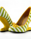Show-Story-White-Yellow-Stripe-Canvas-Bow-Curved-Heel-Less-High-Heels-Yellow-Wedge-PumpsLF30202YL352UKYellow-0-1